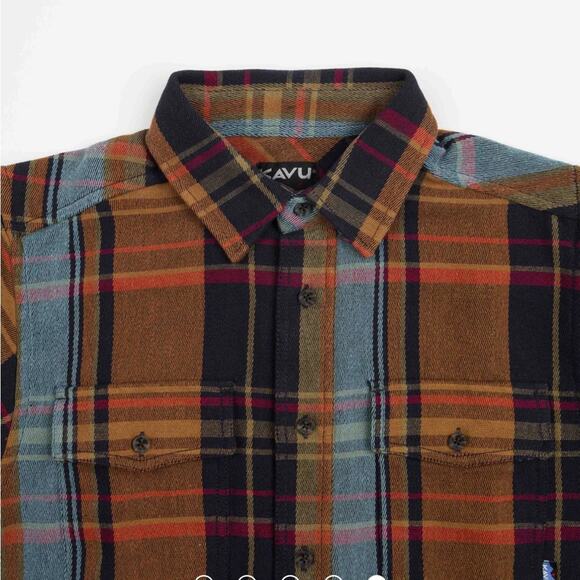 Kavu Carrick Bend Shirt Ocean Depth Plaid Gorpcore Shirt Mens Size M Shacket - Picture 3 of 12